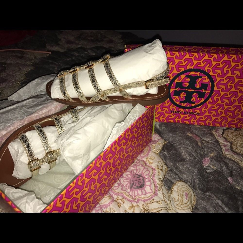 Tory Burch flat Reggie sands gladiator shoes 8.5